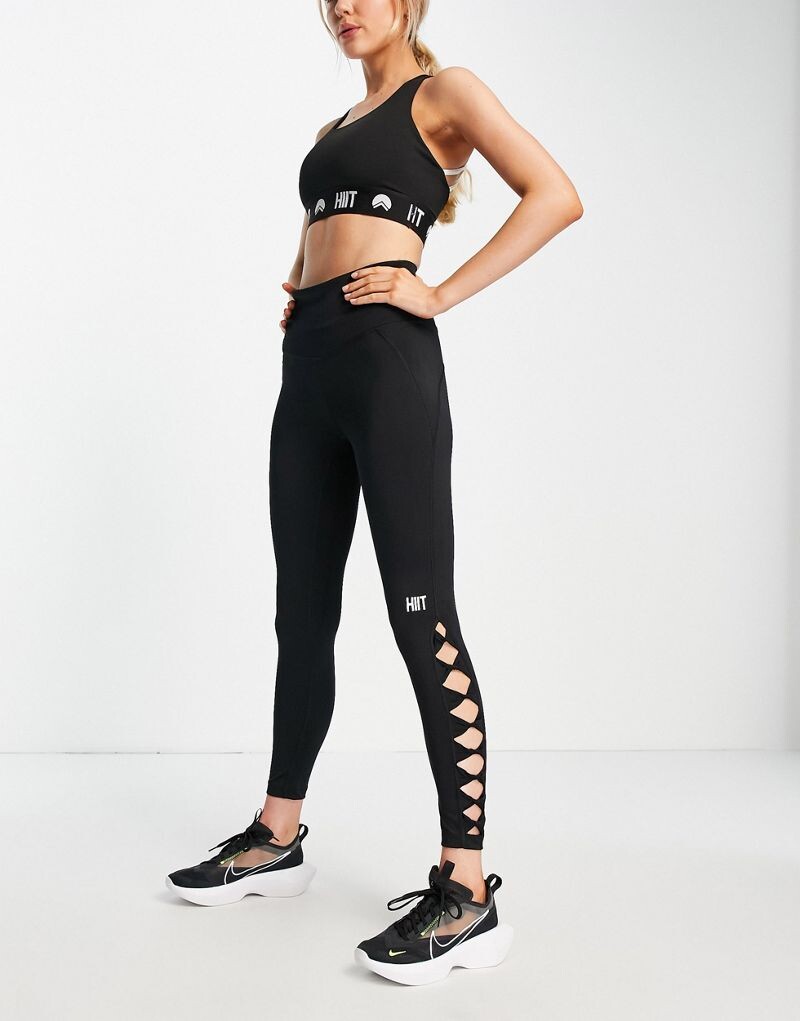 

Черные леггинсы HIIT с закручивающейся спинкой