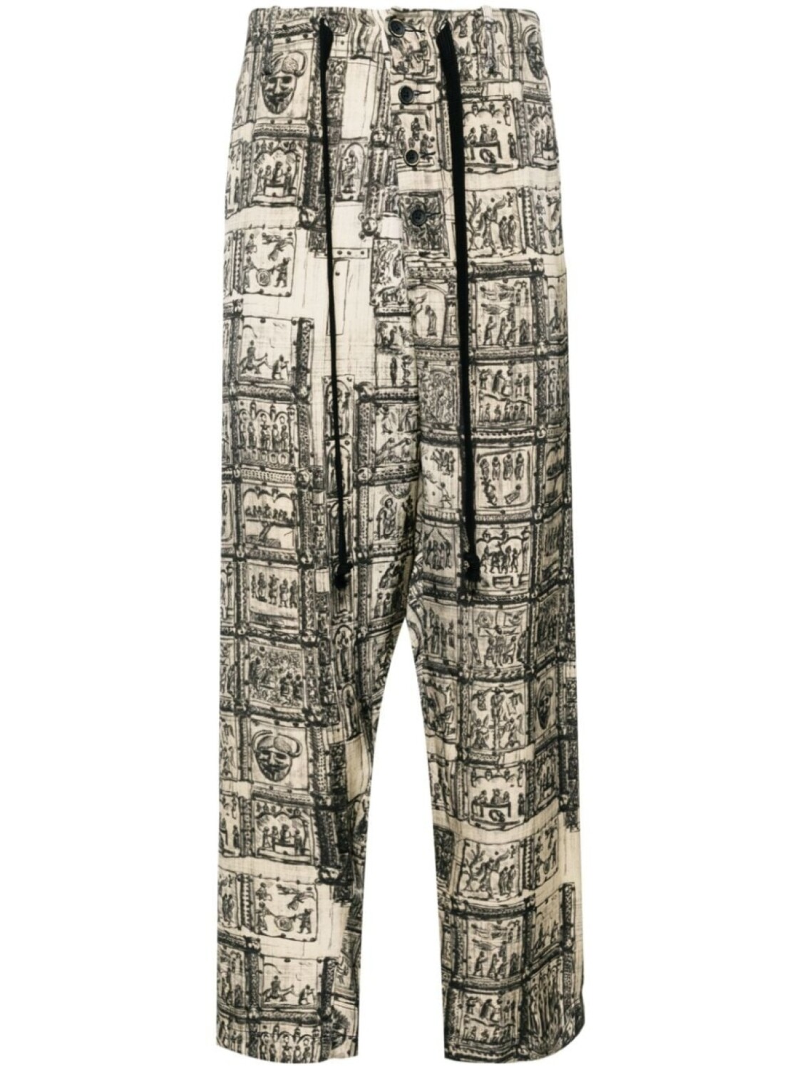 

Uma Wang graphic-print straight-leg trousers, нейтральный цвет