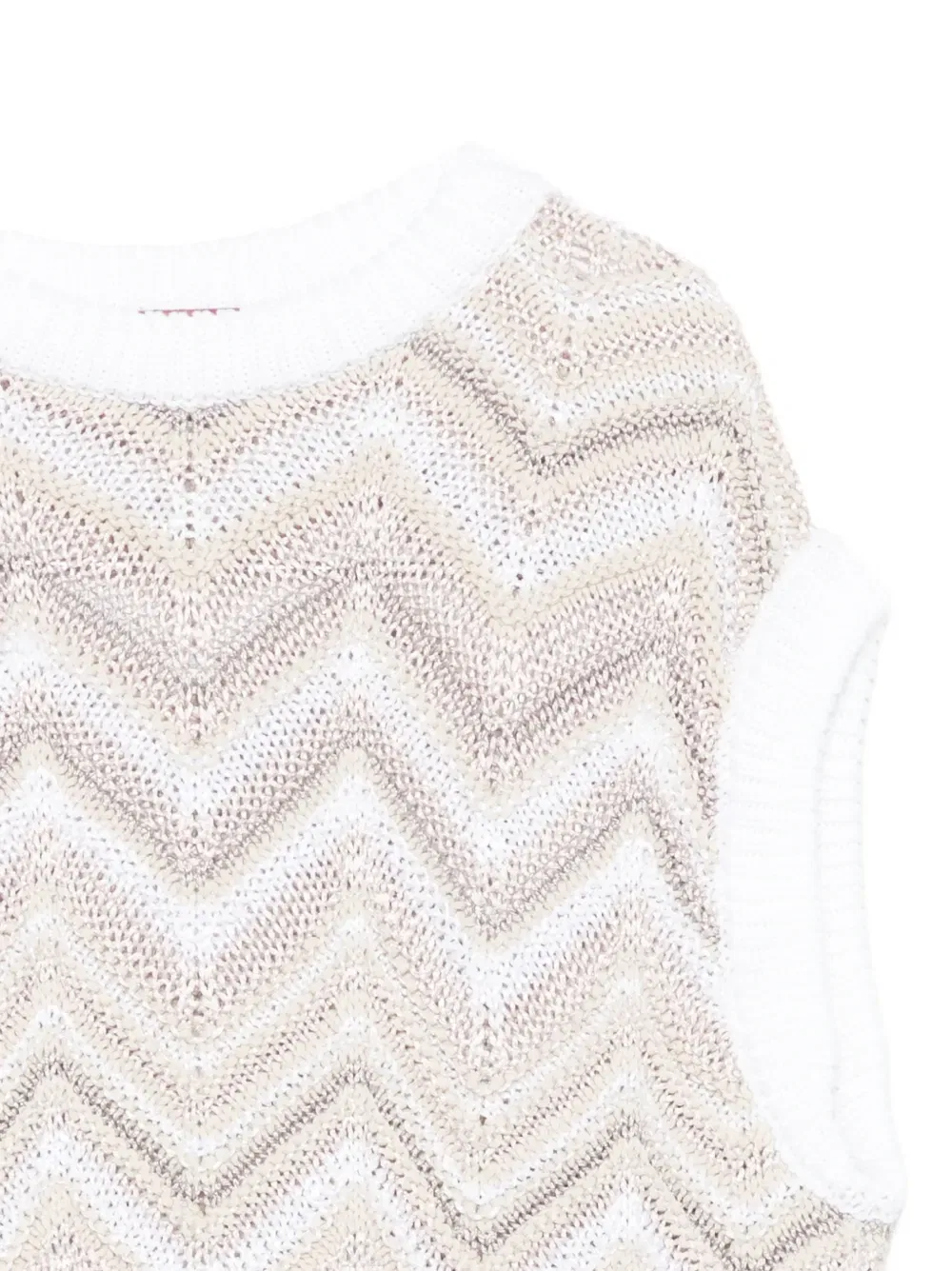 Вязаный топ с зигзагообразным узором Missoni Kids, белый — фото 3