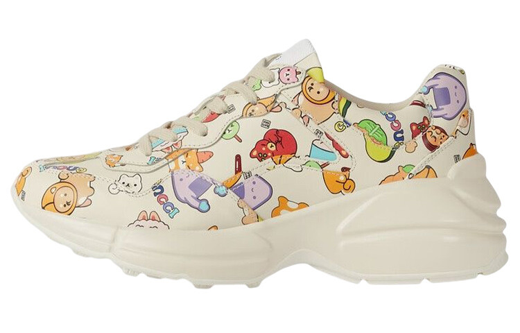 

Кроссовки женские Gucci Rhyton с рисунком, белый