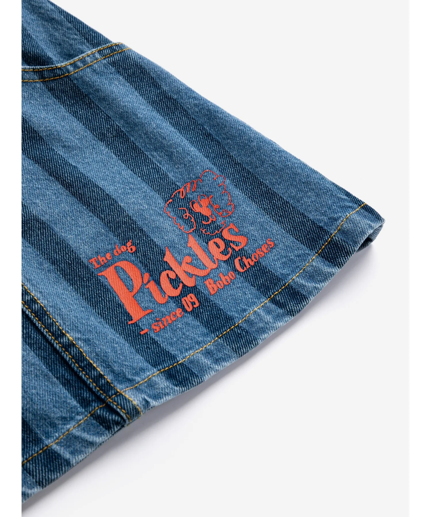 Детская юбка из органического хлопка с полосками Pickles The Dog Striped denim skirt BOBO CHOSES синяя — фото 3