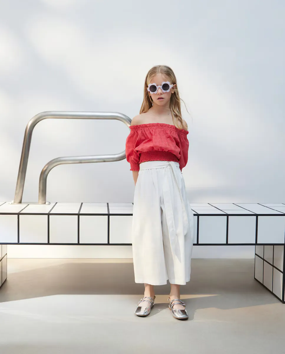 

Женские плиссированные брюки Kids El Corte Inglés, цвет 120 Crudo