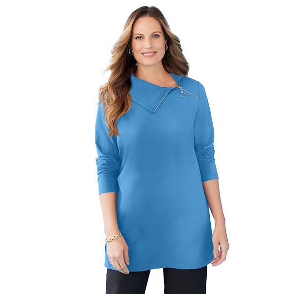

Женская футболка-туника с молнией Suprema Studio plus size Catherines, Azure Blue, Синий, Женская футболка-туника с молнией Suprema Studio plus size Catherines, Azure Blue