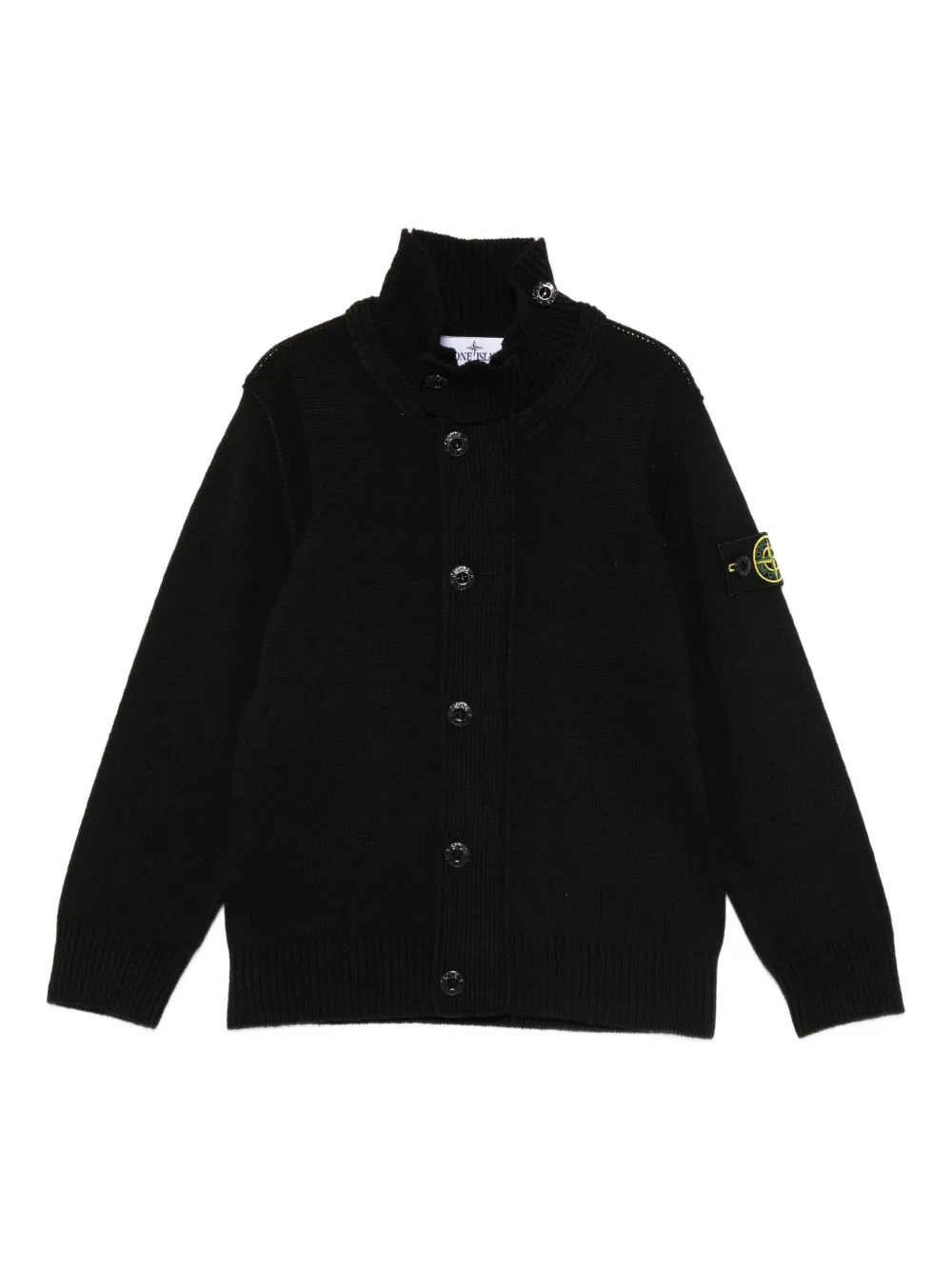 

Кардиган с высоким воротом и пуговицами Stone Island Junior, черный