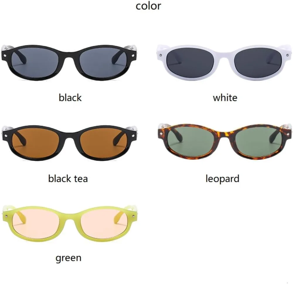 

Солнцезащитные очки для мужчин и женщин - защита UV400 - маленькие овальные заклепки, цветные линзы, для занятий спортом на открытом воздухе и вождения DSVIGF, Green