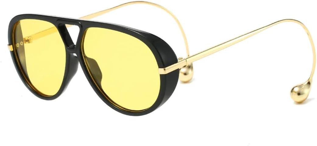 

Солнцезащитные очки с защитой UV400 | Металлические петли, большая оправа | Для женщин и мужчин, для занятий спортом на открытом воздухе и путешествий DSVIGF, Black Yellow