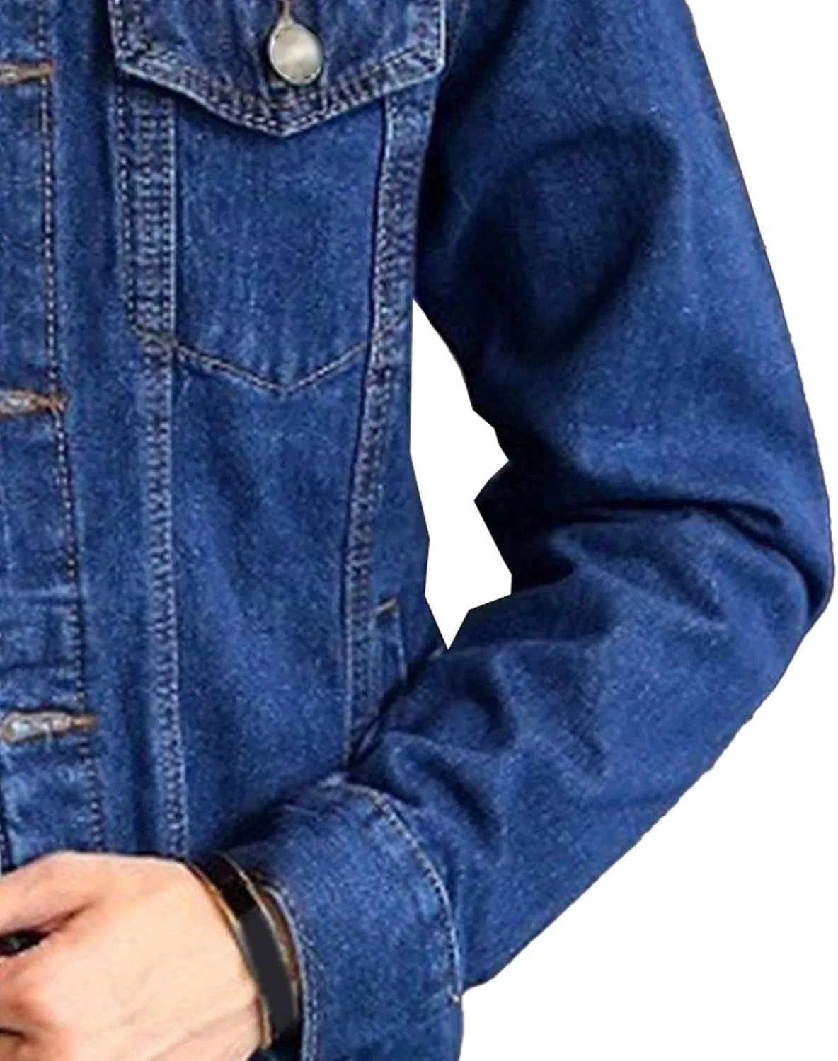 Мужская классическая куртка в стиле Trucker Regular Fit джинсовая Generic, темно-синий — фото 3