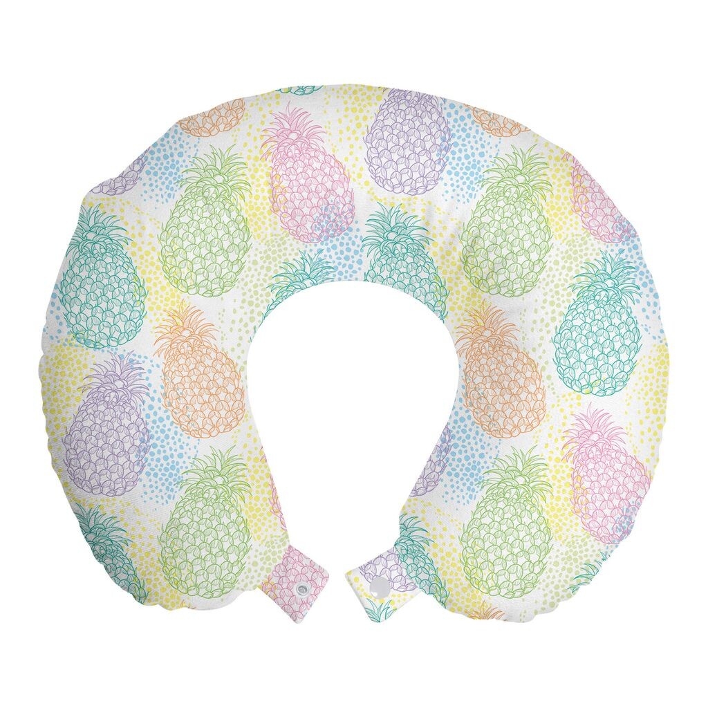 

ABAKUHAUS Pastel Travel Pillow Подушка для шеи, разноцветный экзотический ананас, пенопластовые дорожные принадлежности для самолета и автомобиля, 30x30 см, разноцветные