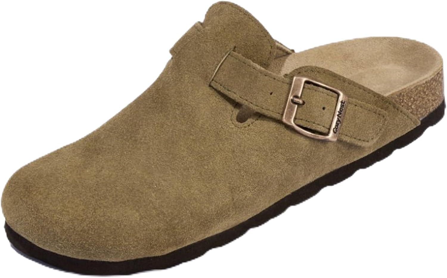 

Сабо Vibe из натуральной кожи для женщин и мужчин, мюли без шнурков, с мягкой стелькой и поддержкой свода стопы Cozynest Step In Stress Out, Olive