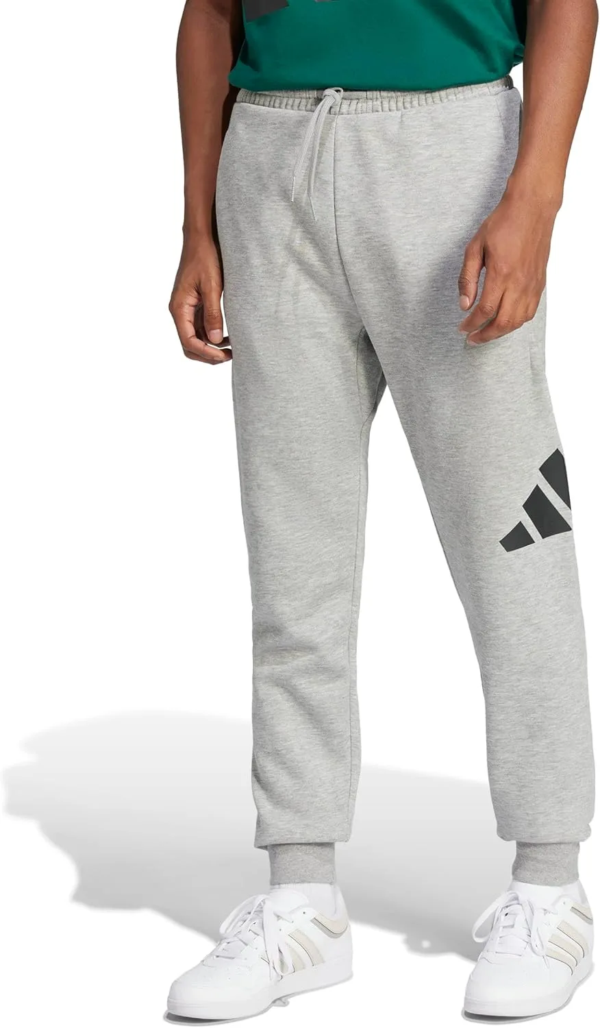 Мужские флисовые брюки Adidas Essentials с большим логотипом и манжетами, серый/черный
