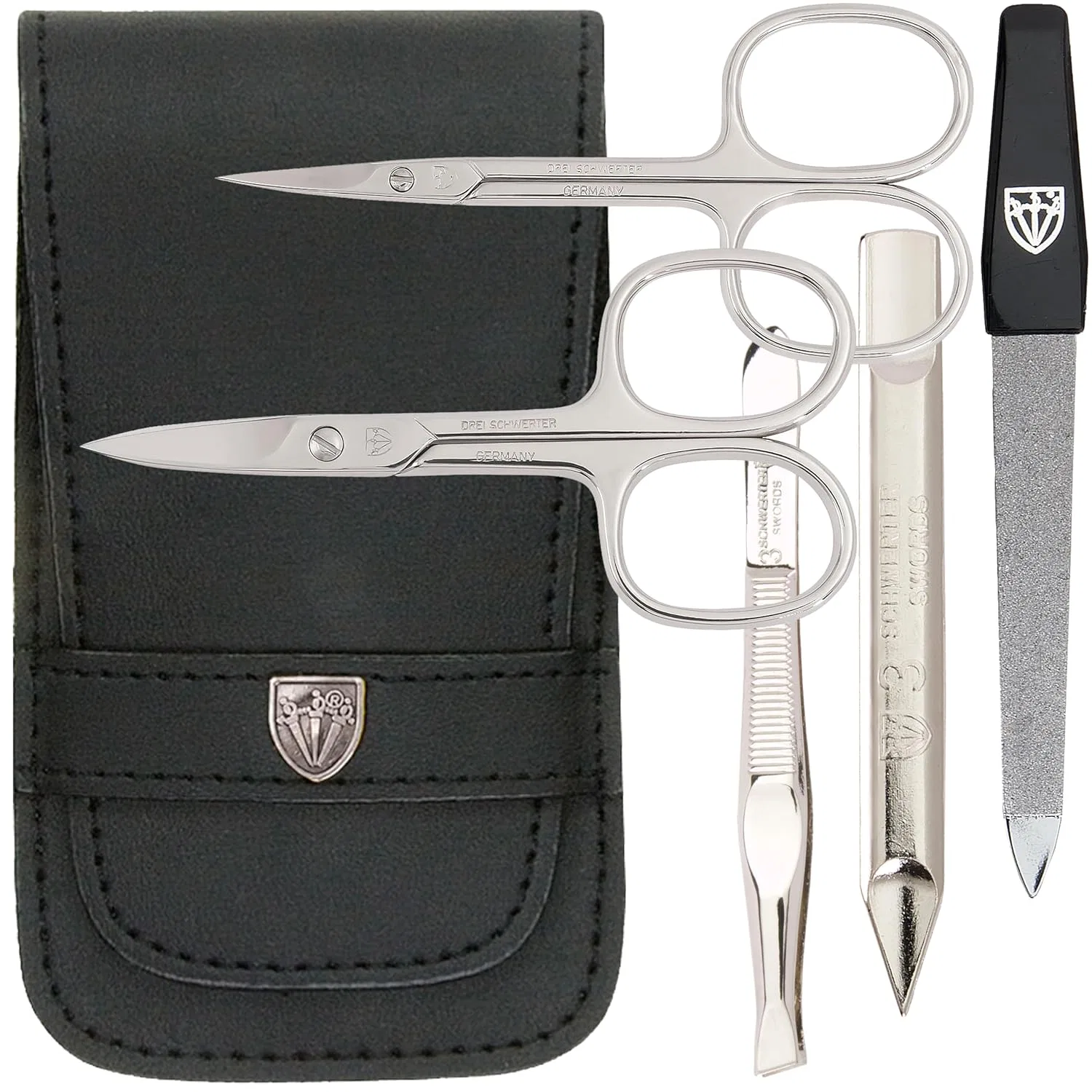 Маникюрный набор DREI SCHWERTER «Anzio II», 5 предметов, в кожаном футляре ‎Drei Schwerter, Real Leather - Black Anzio Ii