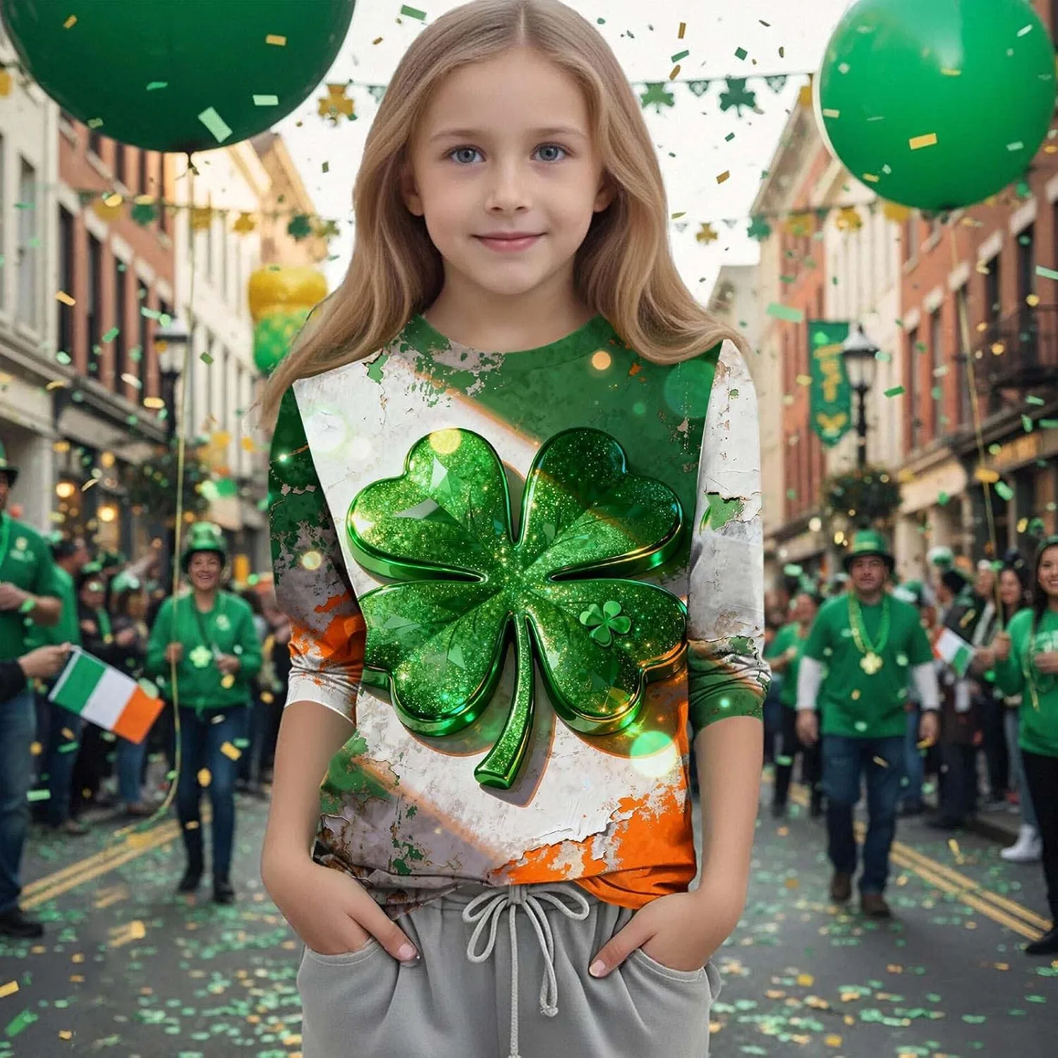 Футболка с принтом Shamrock, Zzalalana, зеленый — фото 2