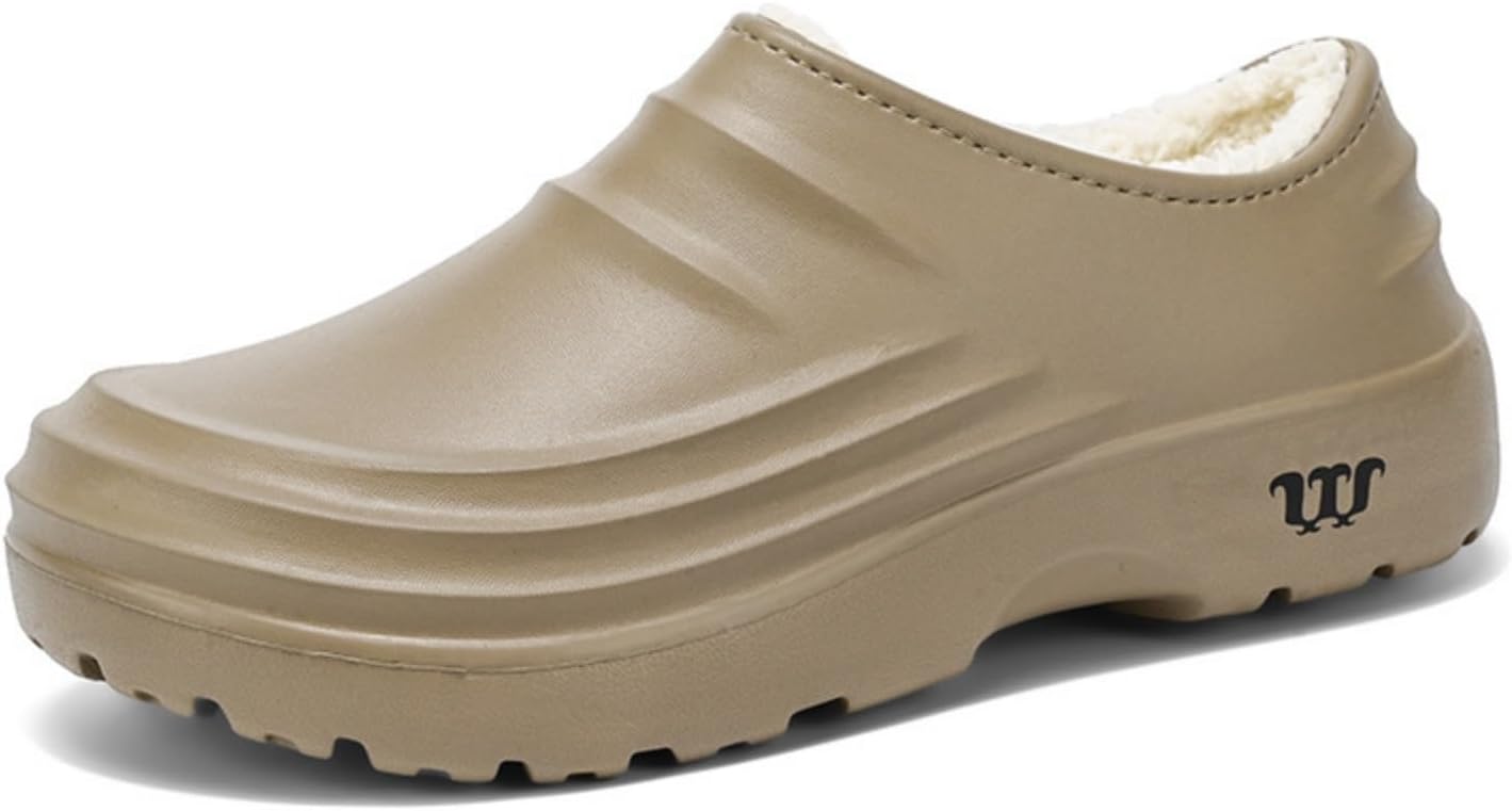 

Сабо Armadillo для женщин и мужчин, с плюшевой подкладкой, водонепроницаемые, рабочие, с нескользящей подошвой, унисекс, зимние, теплые, для сада, удобные сабо для улицы Kubbon, хаки