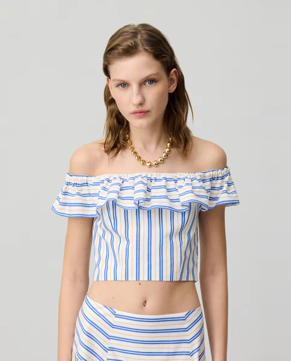 

Женский топ в полоску с рюшами Claudie Pierlot, мультиколор