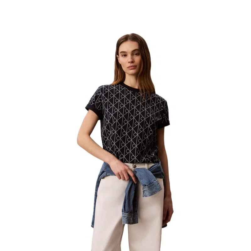 Футболка с круглым вырезом Calvin Klein темно-синяя — фото 4