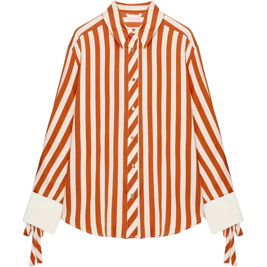 Женская рубашка с лацканами Orange White ZARA, Orange White
