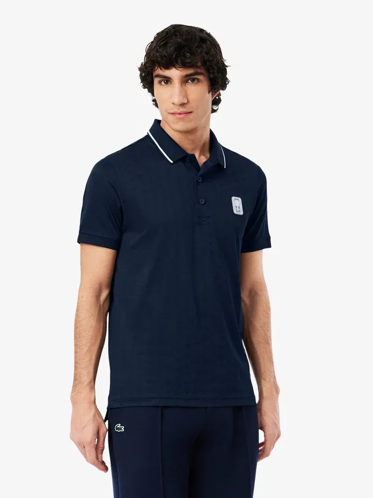 Футболка поло Lacoste V-образный вырез, темно-синий