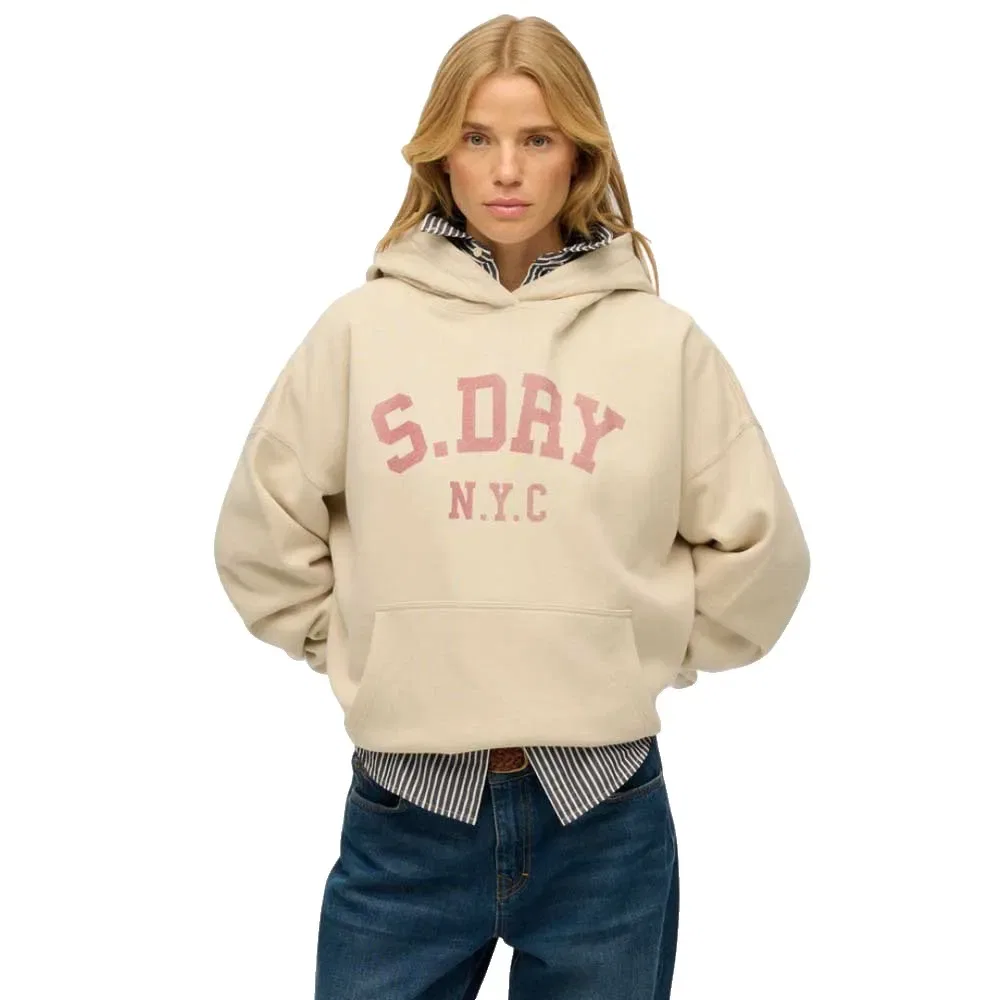 Женский свитшот с капюшоном Athletic Essentials Relaxed Fit Superdry, Beige