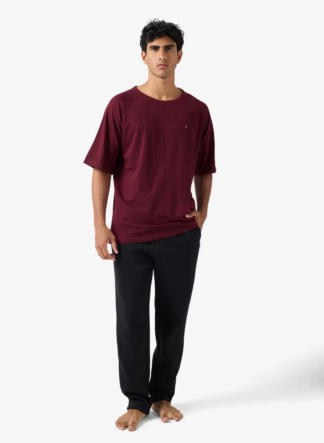 Футболка с контрастными рукавами реглан Textured raglan sleeve lounge Tommy Hilfiger, фиолетовый — фото 4