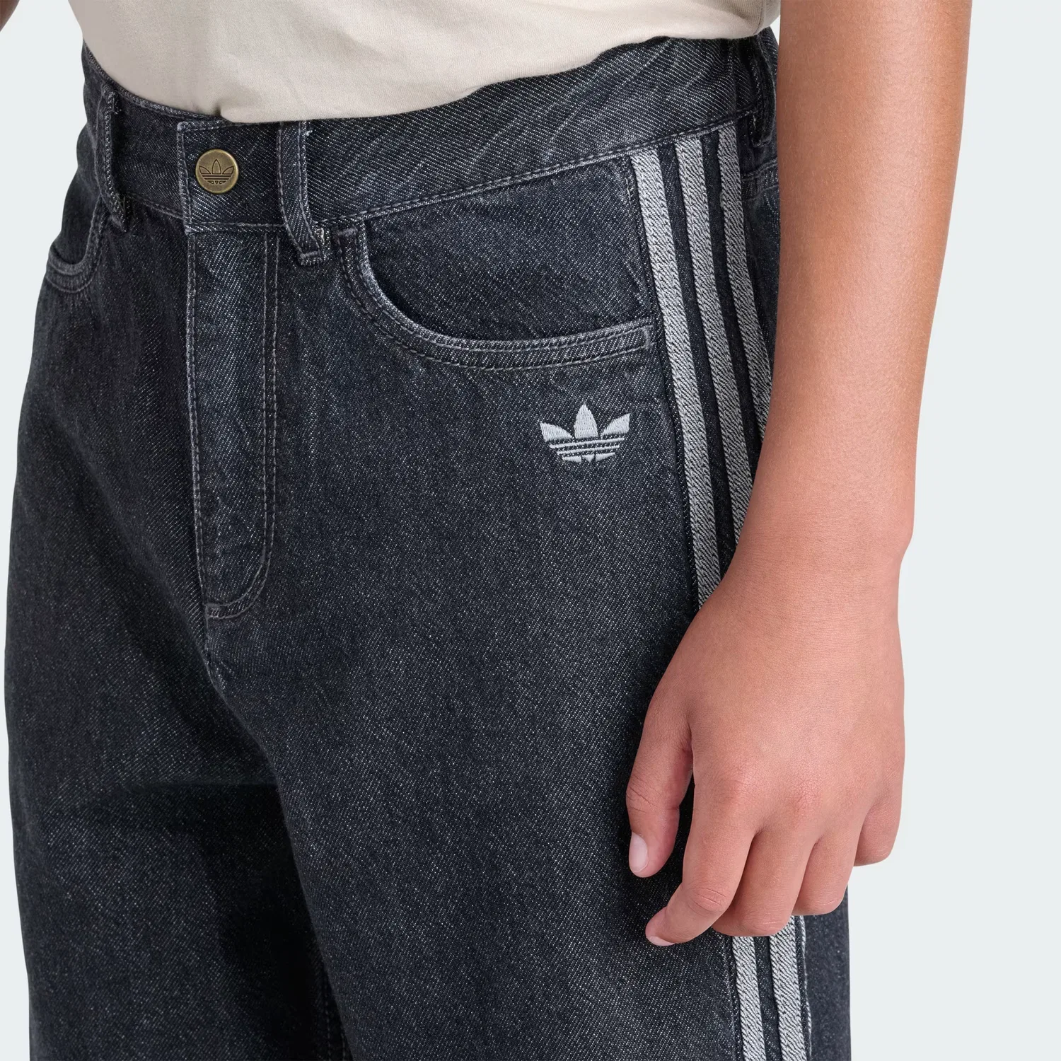 Детские джинсовые шорты свободного кроя Denim Jort Adidas Originals, черный — фото 4