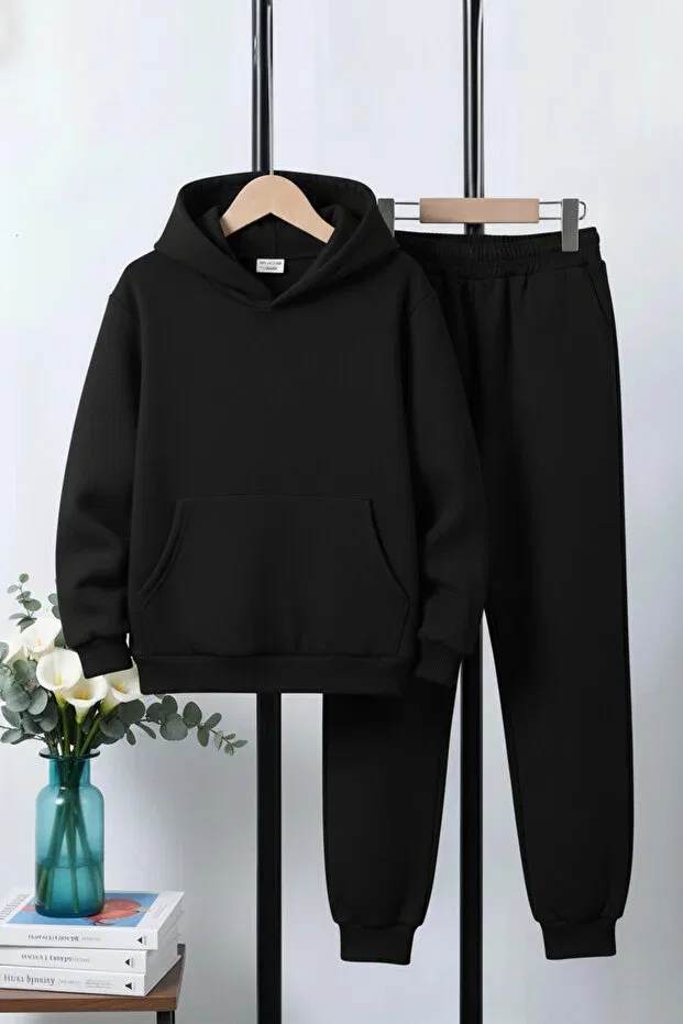 Детский спортивный костюм для мальчиков с капюшоном из флиса Fyk Kids, Black-Grey-Navy Blue — фото 2