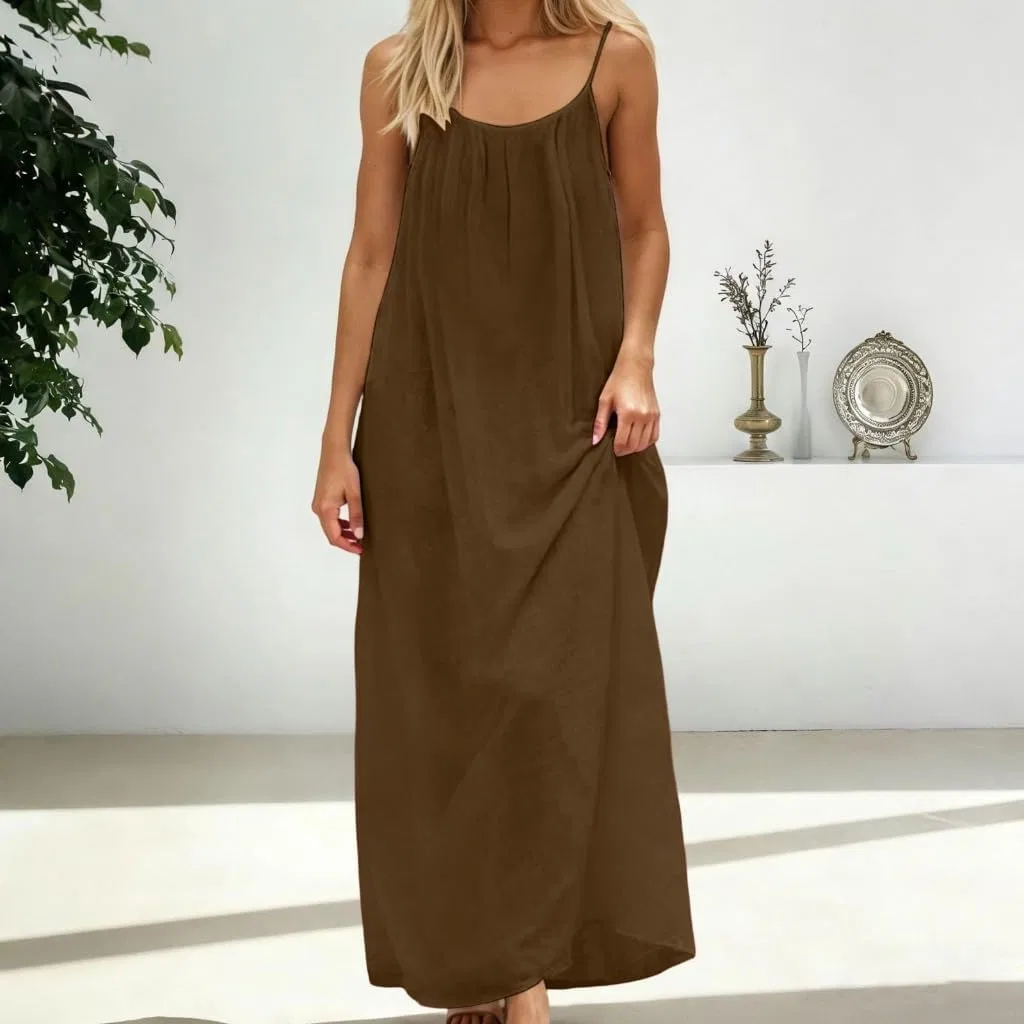 Женское свободное платье с открытой спиной Cami Dress, Brown — фото 2