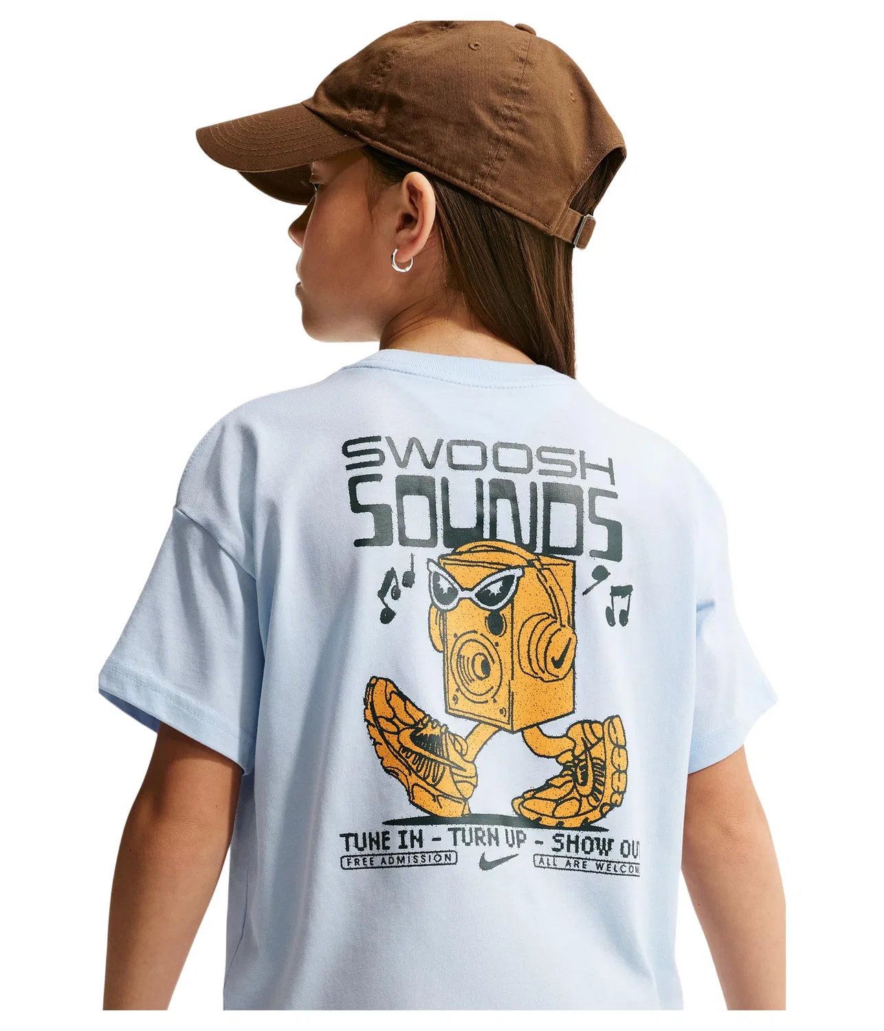 Спортивная футболка Swoosh Sounds 90-х (для маленьких и больших детей) Nike Kids, Hydrogen Blue — фото 4