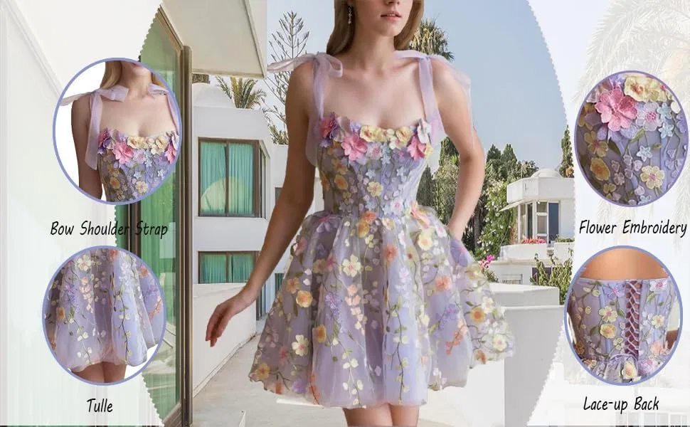 Женское коктейльное платье с 3D цветочным кружевом, Light Purple — фото 4