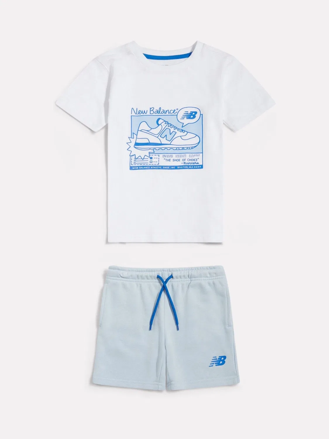 Комплект футболка и шорты, с принтом New Balance, белый