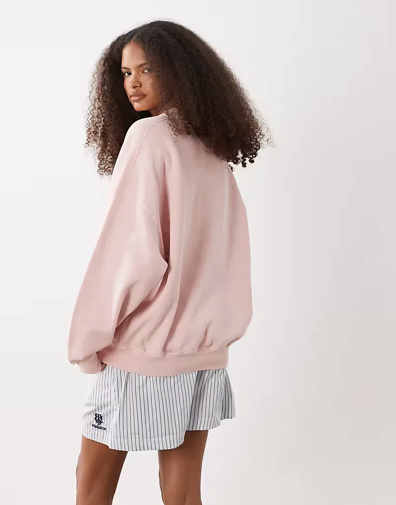 Толстовка Polo Ralph Lauren Wimbledon Capsule свободного кроя с вышитым гербом, карамельно-розовый — фото 4