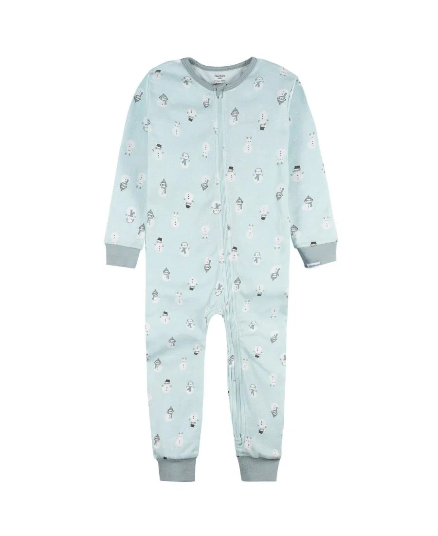 Комплект пижам без стоп с принтом снеговика, 2 шт Gerber, Blue Snowman — фото 3