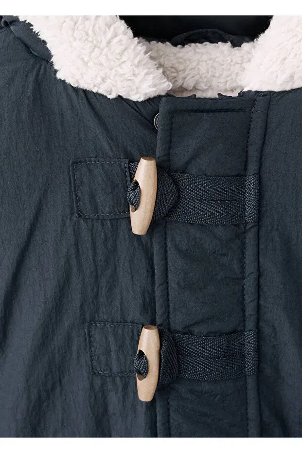 Детская куртка для девочек с капюшоном Mango Baby, Navy Blue — фото 4