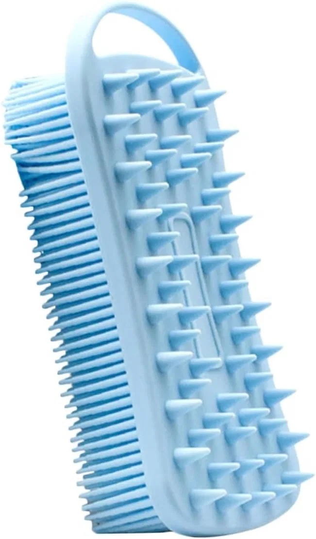 Щетка для душа силиконовая, STOBAZA, 1 шт, 14.1x7x3.7 см, Blue