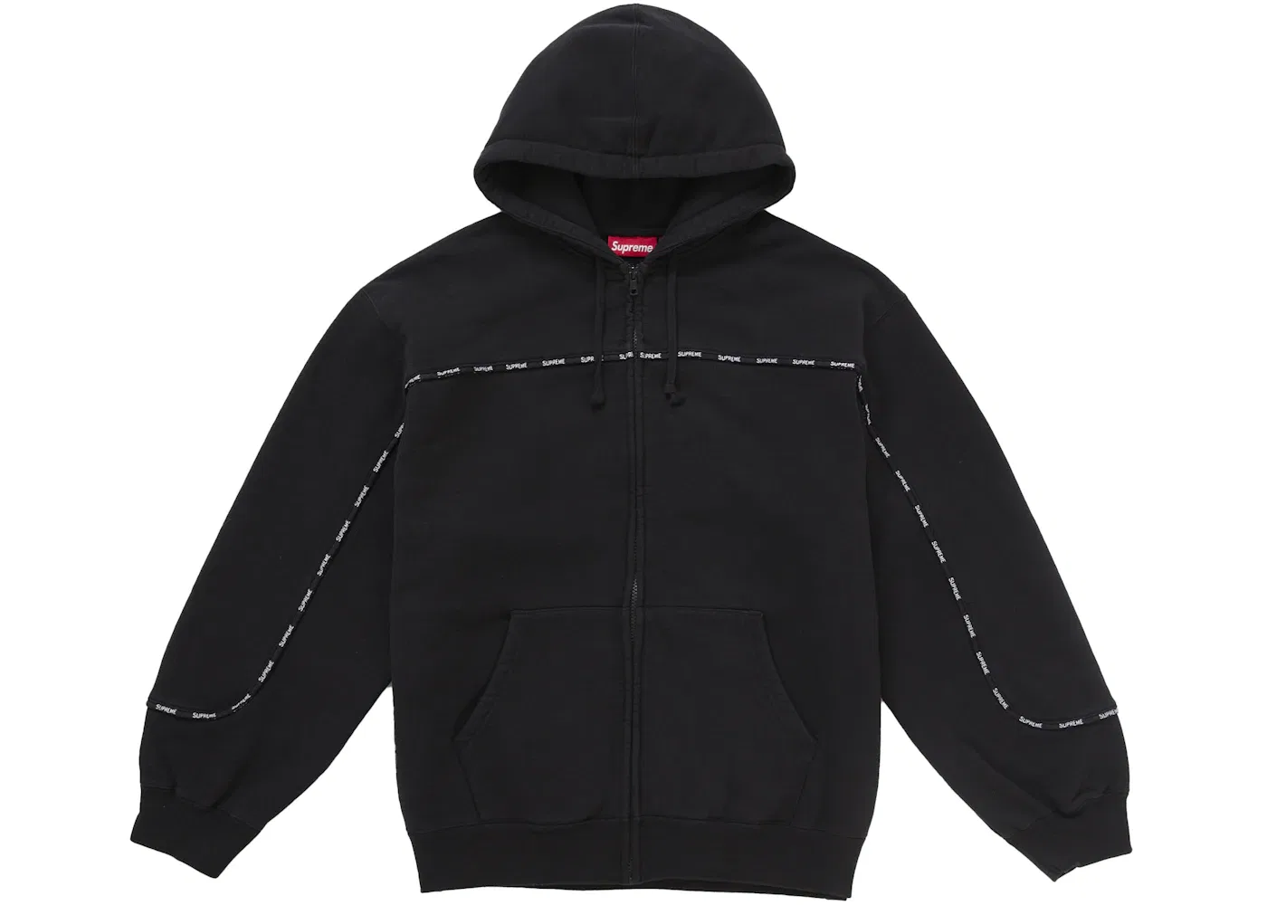 Мужская худи на молнии с капюшоном с принтом Supreme, Black