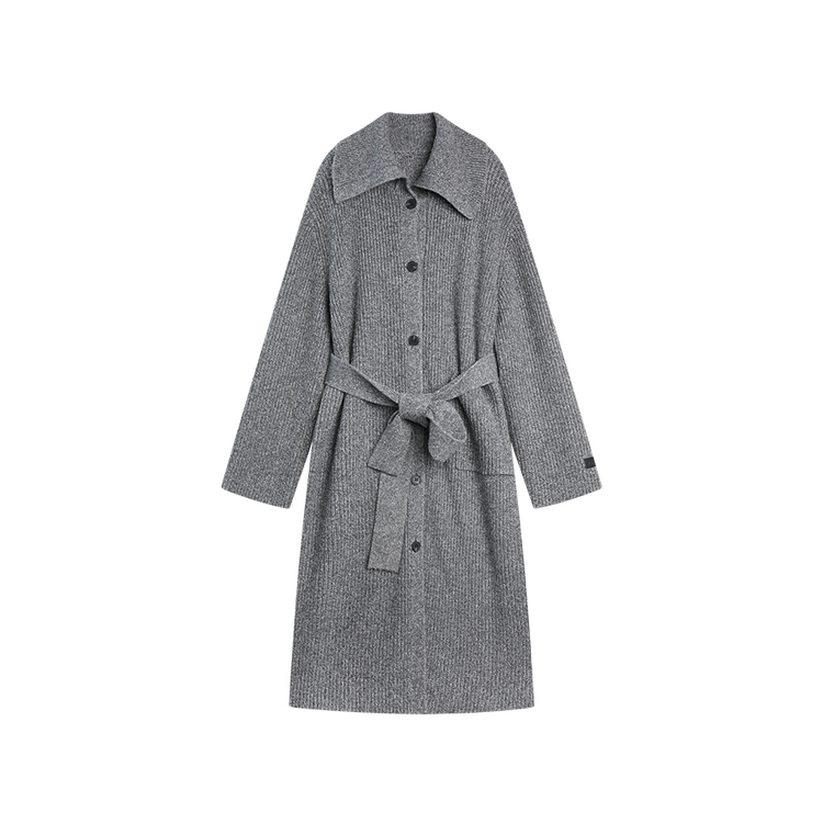 

ELLE Свитер Women's Medium Gray Lapel Thickened