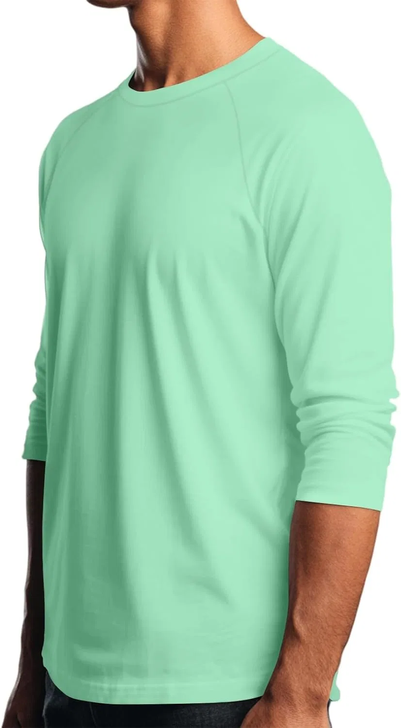 Мужская свободная футболка с длинным рукавом 3/4, Light Green — фото 2