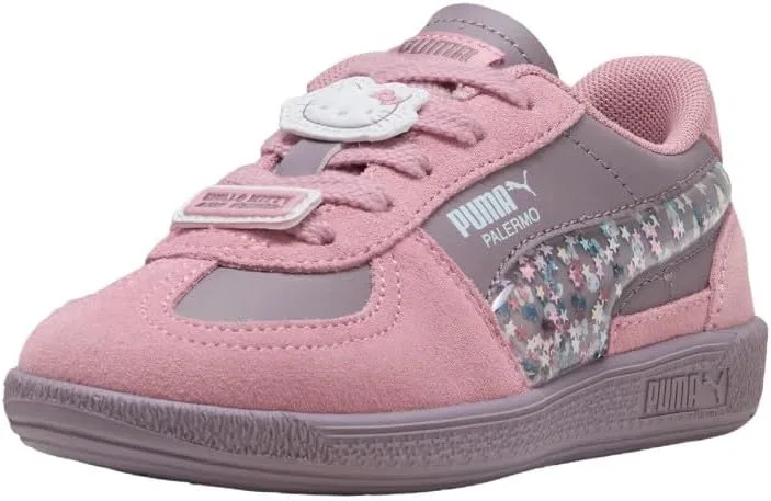 Детские кеды для девочек с принтом Hello Kitty and Friends Palermo PUMA, Plum Jam/Poised Pink — фото 2
