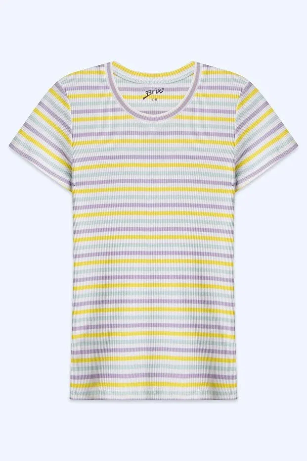 Детская футболка для девочек с принтом Brix, Striped — фото 3