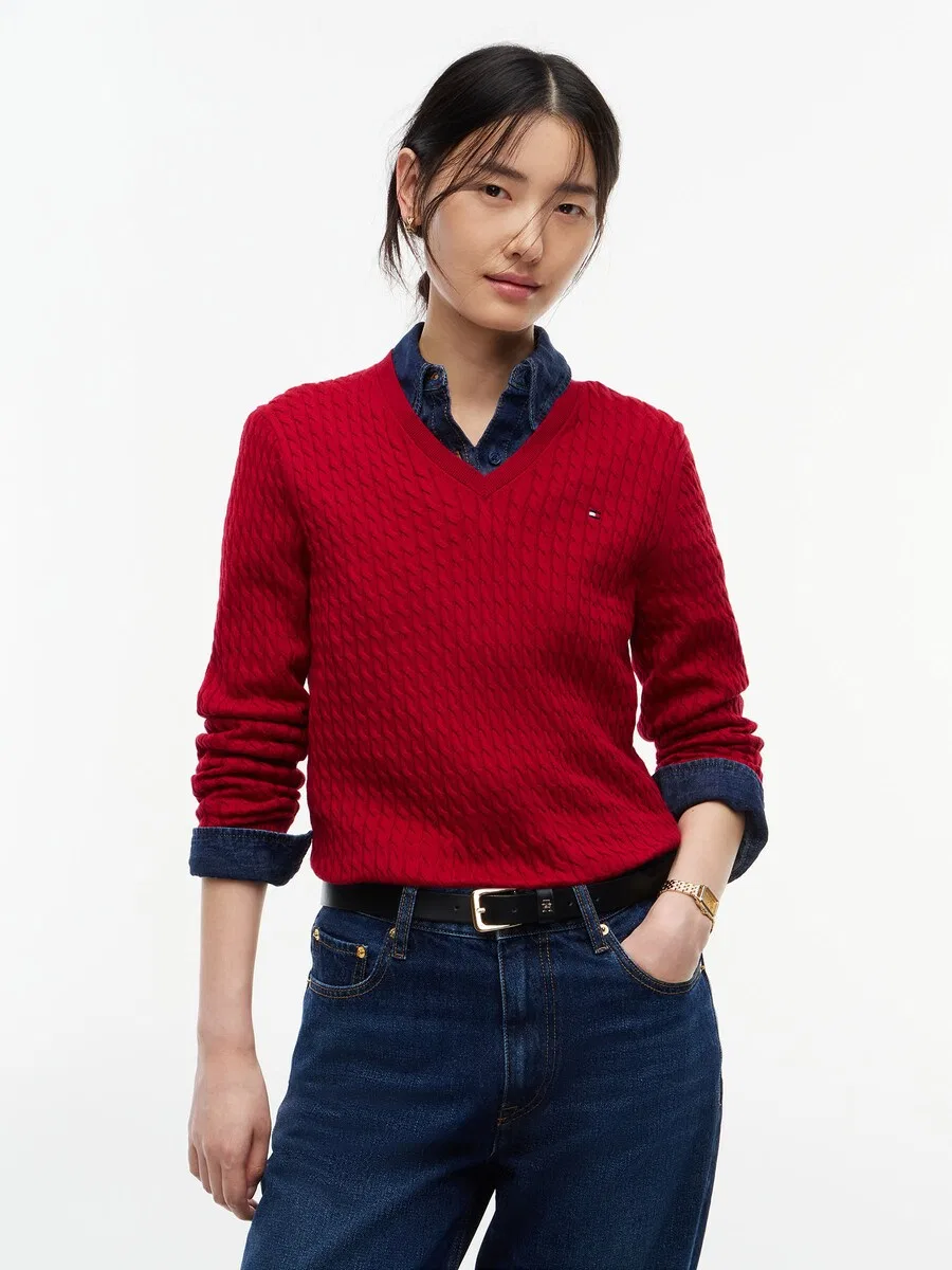 Свитер TOMMY HILFIGER кроваво-красного цвета — фото 2