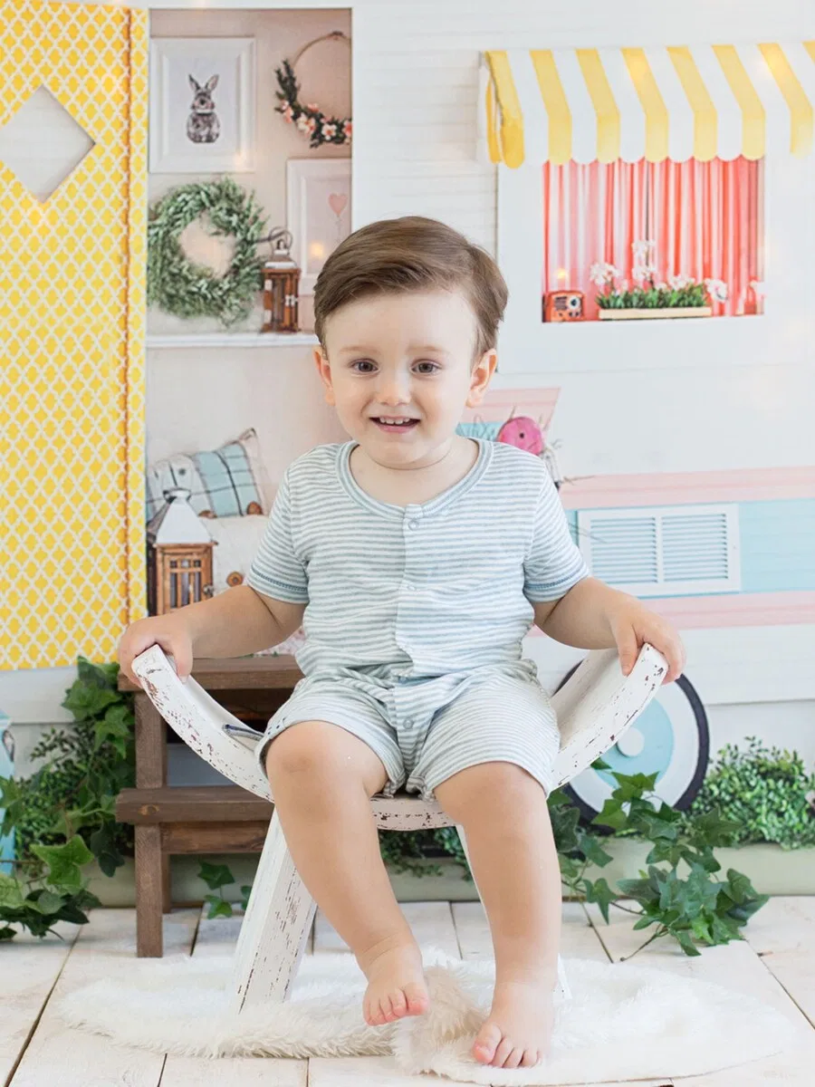 Комбинезон/боди OrganicEra 'OrganicEra Organic Baby Romper, Striped', цвет бирюзовый — фото 2