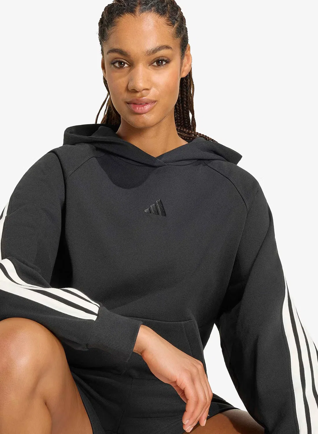 Худи с принтом 3-Stripes Adidas, черный — фото 3