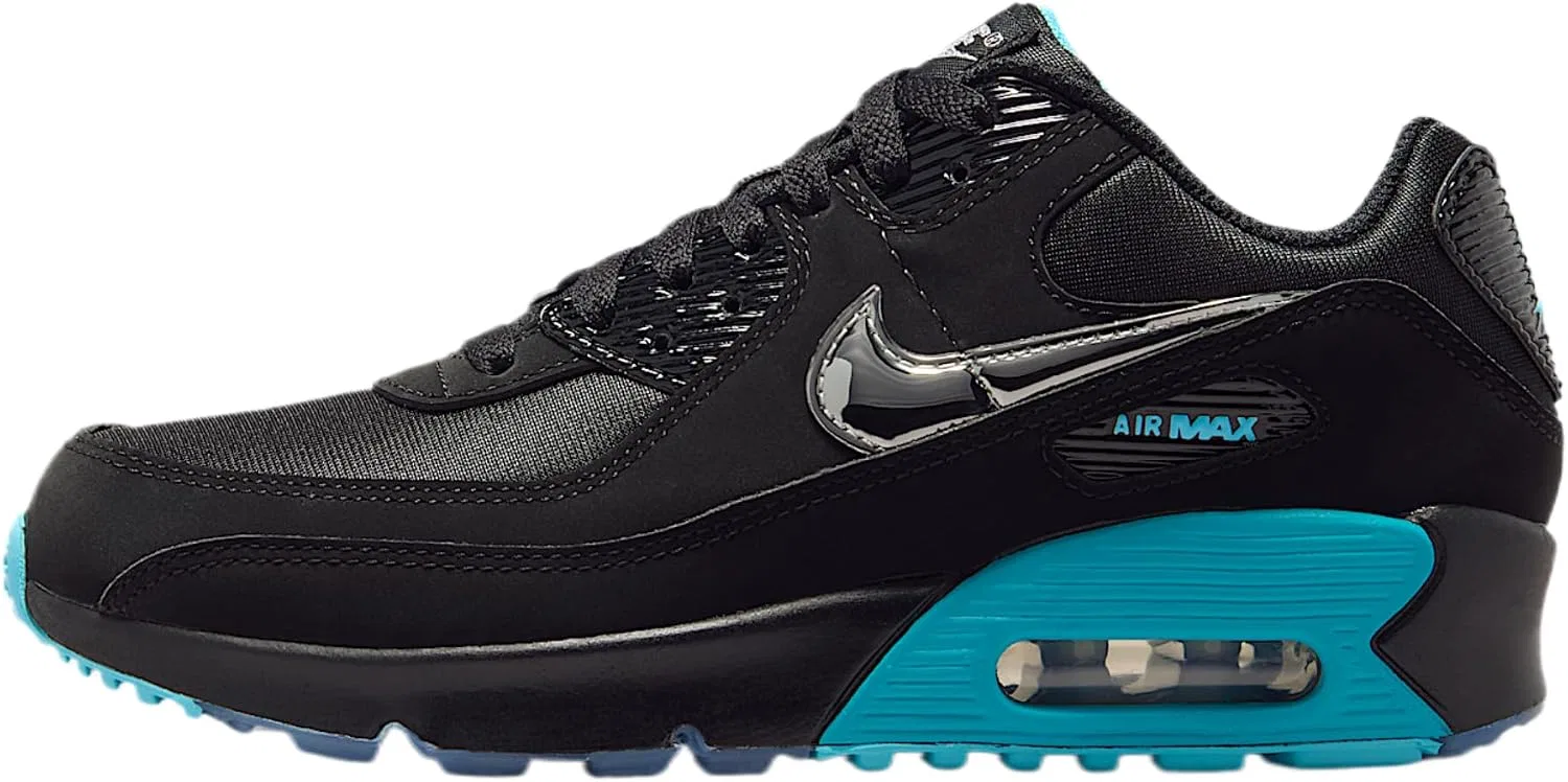 Детские кроссовки для мальчиков с принтом Nike Air Max 90 SE Junior Shoes Nike, Black/Gamma Blue/Ice/Chrome