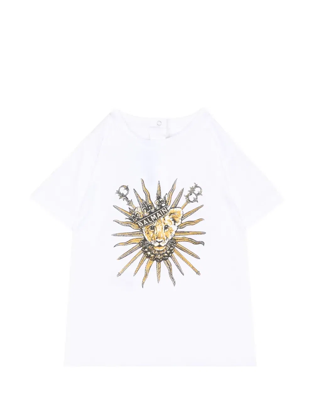 Футболка с коротким рукавом и принтом льва Balmain Kids, белый