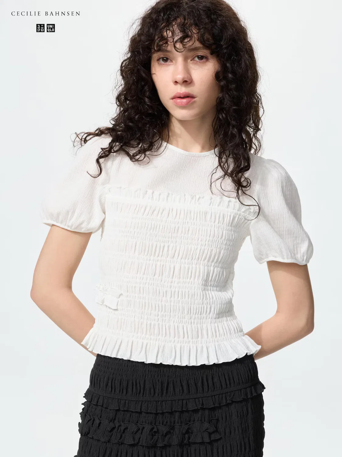 Футболка Uniqlo, с объемными рукавами, белый