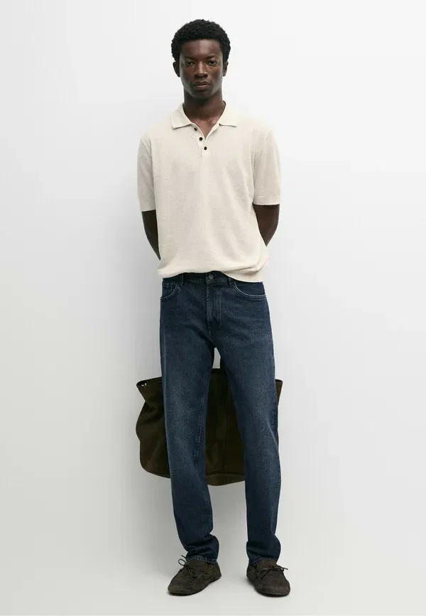 Джинсы из хлопка с эластаном Slim fit jeans Massimo Dutti, dark blue, темно-синий — фото 2