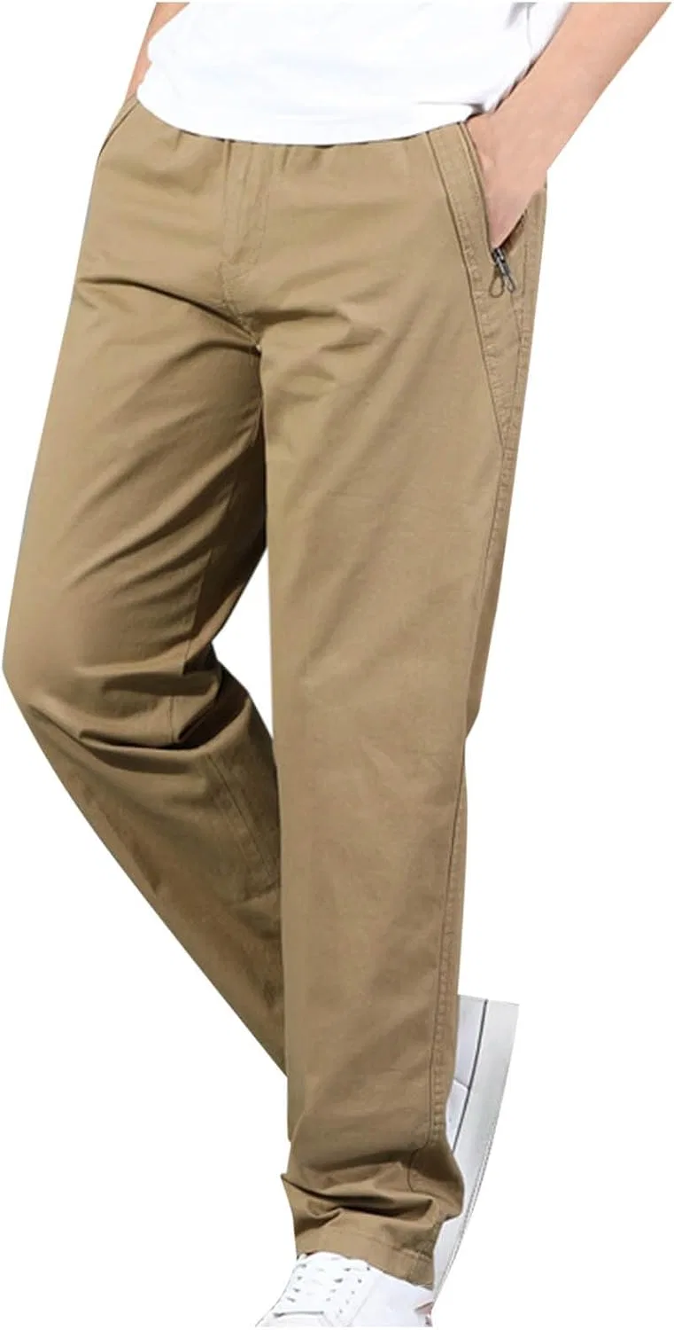 Мужские брюки прямого кроя с застежкой-молнией, модель Casual Work Pants, жёлтый
