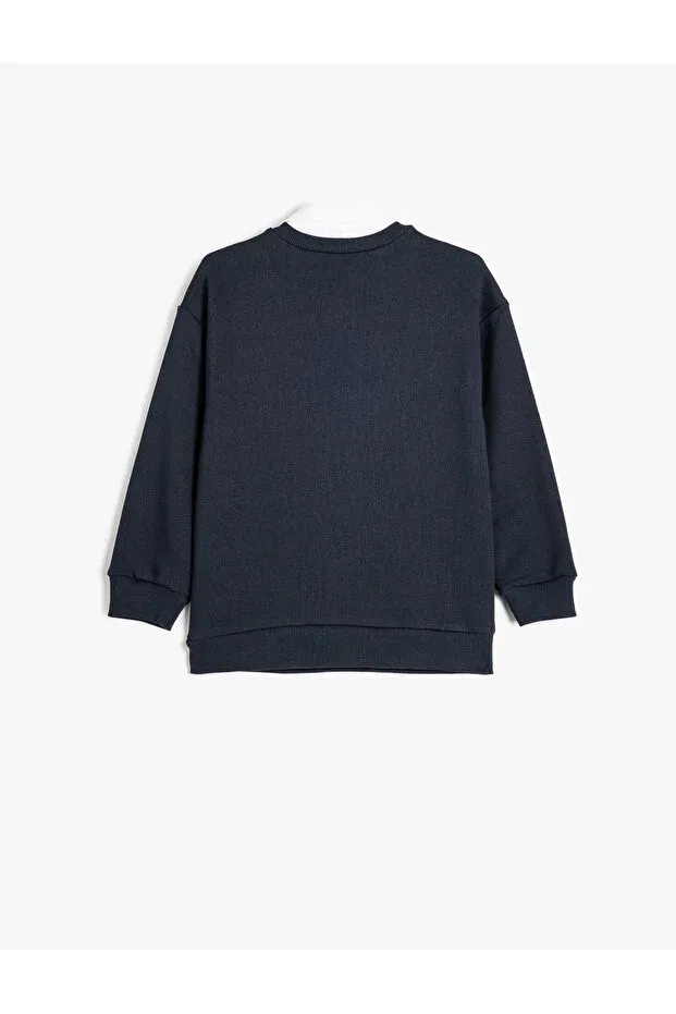 Детские свитшот для мальчиков оверсайз с поло-воротником Koton, Navy Blue — фото 2