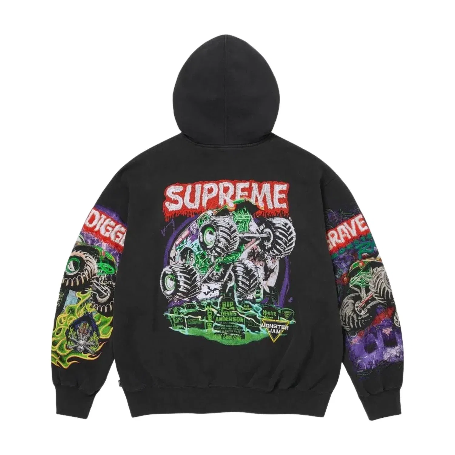 Мужское худи с принтом Supreme x Grave Digger SS26, черный — фото 2