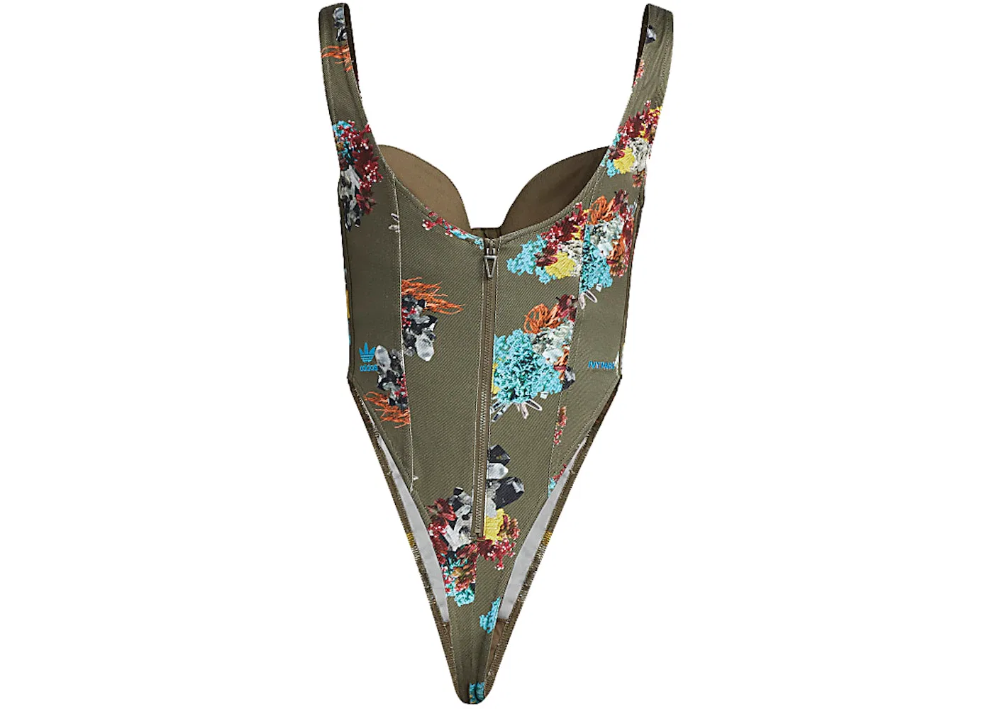 Женский боди с принтом Bodysuit Adidas, Crystal AOP/Medium Dark Khaki — фото 2