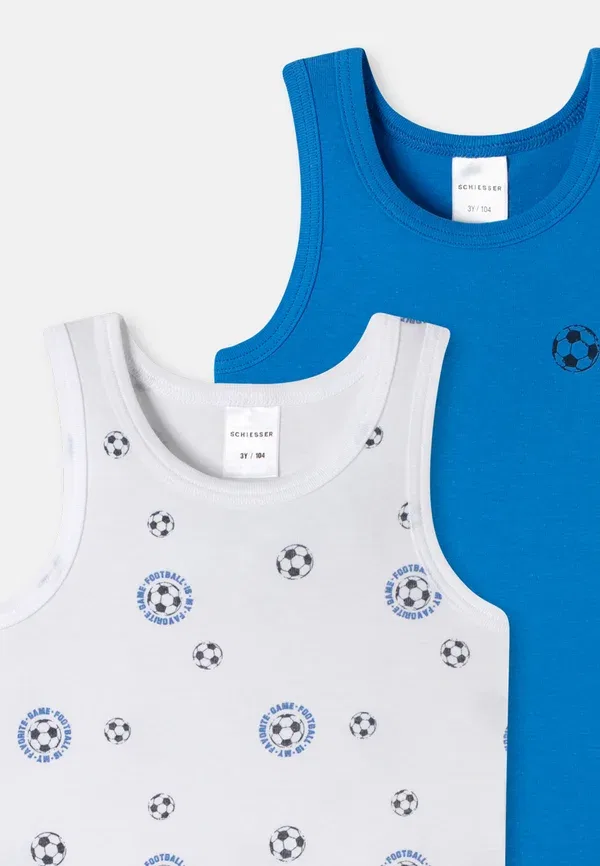 Майка хлопковая Feinripp cotton Schiesser, blau weiß fußball, белый — фото 2
